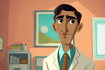 Illustrations of cartoonish diverse doctors inside a clinic - Created with generative ai Technology
