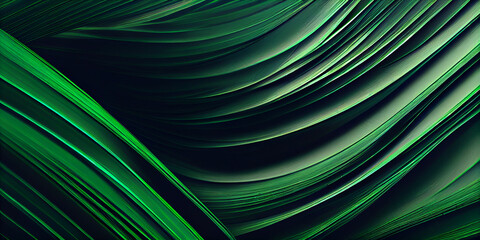Obraz na płótnie Canvas Abstract background with green wavy lines,Generative AI