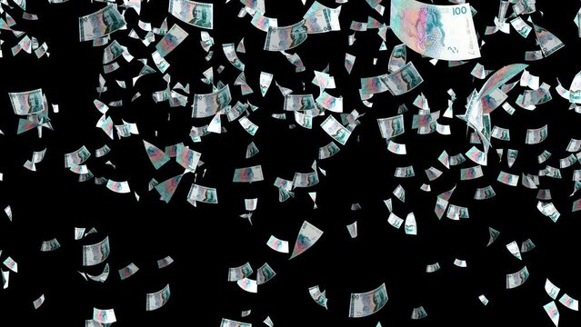 Money rain. Swedish Krona SEK paper money bills falling down. Sweden currency