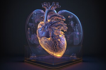 A Glimpse into Cardiology: An Illustration of a Hologram Heart Scan: Generative AI