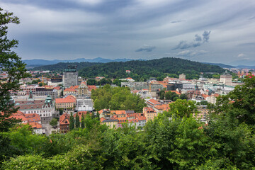 Fototapeta na wymiar Views of Ljubljana castle and surrounding area