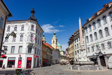 Fototapeta premium Robba fountain in Mestni trg square in Ljubljana (Slovenia)