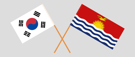 Crossed flags of South Korea and Kiribati. Official colors. Correct proportion