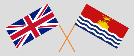 Crossed flags of United Kingdom and Kiribati. Official colors. Correct proportion