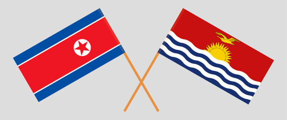 Crossed flags of North Korea and Kiribati. Official colors. Correct proportion