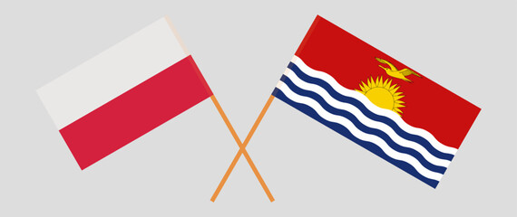 Crossed flags of Poland and Kiribati. Official colors. Correct proportion