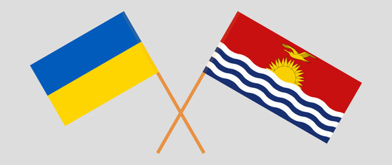 Crossed flags of Ukraine and Kiribati. Official colors. Correct proportion