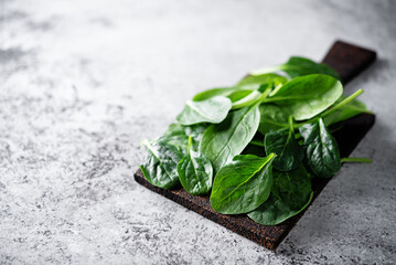 Fresh raw spinach leaves