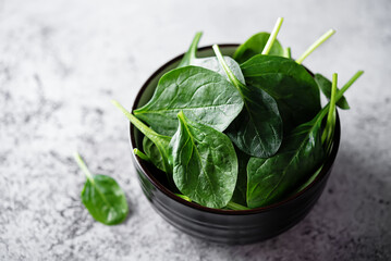 Fresh raw spinach leaves