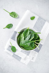 Fresh raw spinach leaves