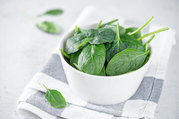 Fresh raw spinach leaves