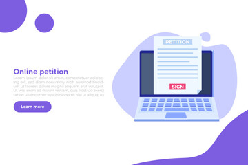 An appeal document or form. Petition online concept. Vector illustration