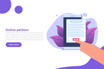 An appeal document or form. Petition online concept. Vector illustration