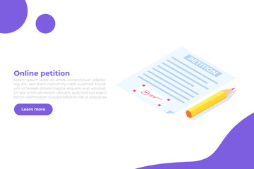 An appeal document or form. Petition online concept. Vector illustration