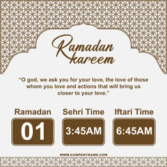 Ramadan Mubarak sehri and iftari time