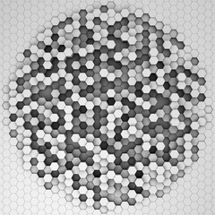 Abstract futuristic surface hexagon pattern. 3D Rendering. Realistic geometric mesh cells texture. - 579500909