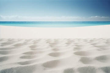 Fototapeta na wymiar Closeup of white sand at beach - minimalist. generative AI