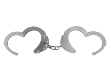 opened handcuffs in the form of hearts, cut out