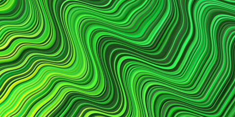 Light Green, Yellow vector background with bent lines.