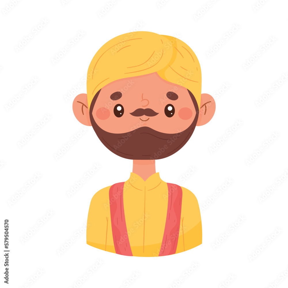 Sticker indian man wearing yellow turban