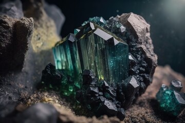 Gemstone, ore, mine, diamond, gold, tourmaline, ruby, generative ai
