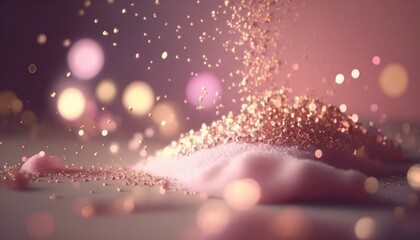 Organic 3D motion swirling and falling particle glitter art in pink. Created using Generative AI.