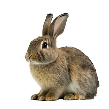 Rabbit in full growth on transparent background. PNG, Generative AI