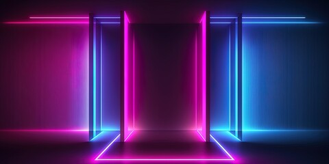 Fototapeta premium glowing neon lines on a dark background, beautiful wallpaper, generative ai