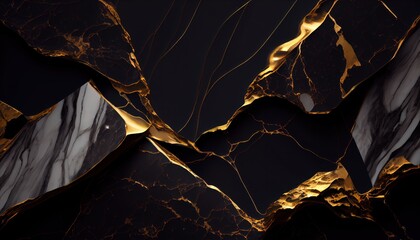 Background mixed black and gold colors. Luxury marble texture. Marble wallpaper. Dark and golden background. generative ai