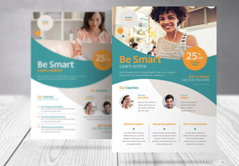 Online Courses Presentation Flyer with Turquoise and Orange  Accents