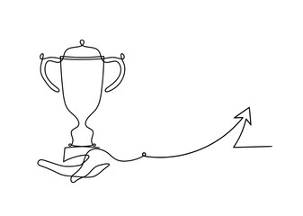 Abstract cup with direction as continuous lines drawing on white as background