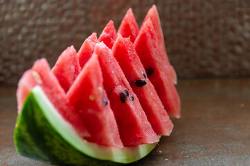 Beautifully sliced ​​watermelon for an original serving