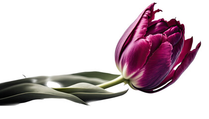 Fototapeta na wymiar isolated deep purple, pink, tulip, summer, spring, flower, illustration, transparent background, png, horizontal, vertical, floral, generative ai
