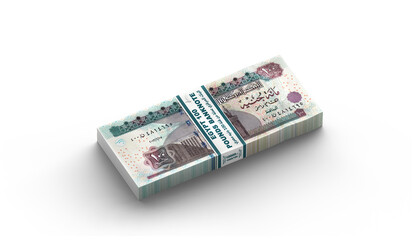 Money 100 - Egyptian pounds 3d Egyptian-banknotes of 100 bills on white background