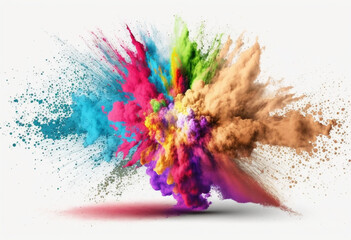 Obraz na płótnie Canvas A Vibrant Explosion of Multi-Colored Joy: A Holi Festival Rendered in AI