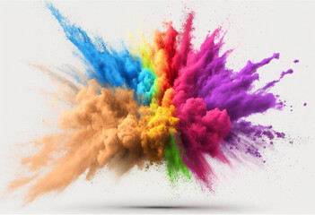 Fototapeta na wymiar Vibrant Joy: An AI-Generated Render of a Rainbow Holi Powder Explosion