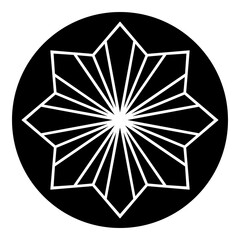 Octogonal star in a black circle symbol icon