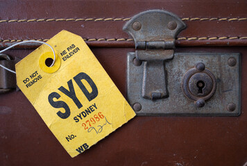 Vintage Sydney Luggage Tag And Suitcase