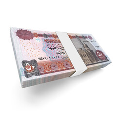 Money 50 Egyptian pounds 3d Egyptian-banknotes of 50 bills on white background - obrazy, fototapety, plakaty