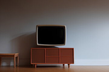 living room with a vintage  tv