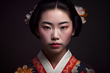 Geisha Portrait. Generative AI