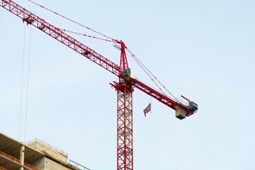 large construction crane at construction site