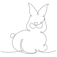 Easter bunny continues line hand draw element. 