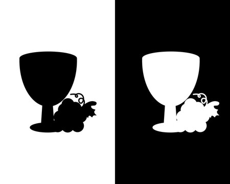 A group of black and white silhouettes for the Holiday Holy Week for your designs. Religious postcard and symbols. Vector illustration