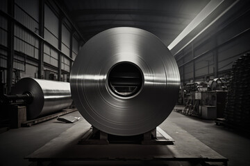 Roll of steel sheet, aluminium factory, generative ai