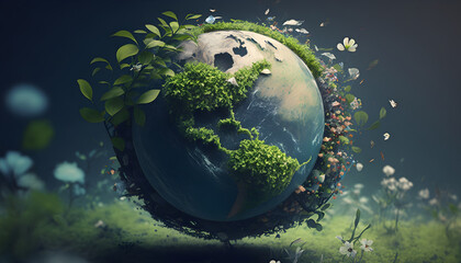 Obraz na płótnie Canvas Green growing planet earth, ‘Earth Day’ concept 