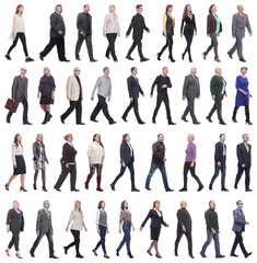 group of successful business people in motion isolated