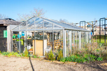 Hobby greenhouse on the outskirts of the city