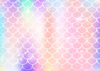 Kawaii mermaid background with princess rainbow scales pattern.