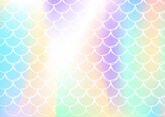 Mermaid scales background with holographic gradient.